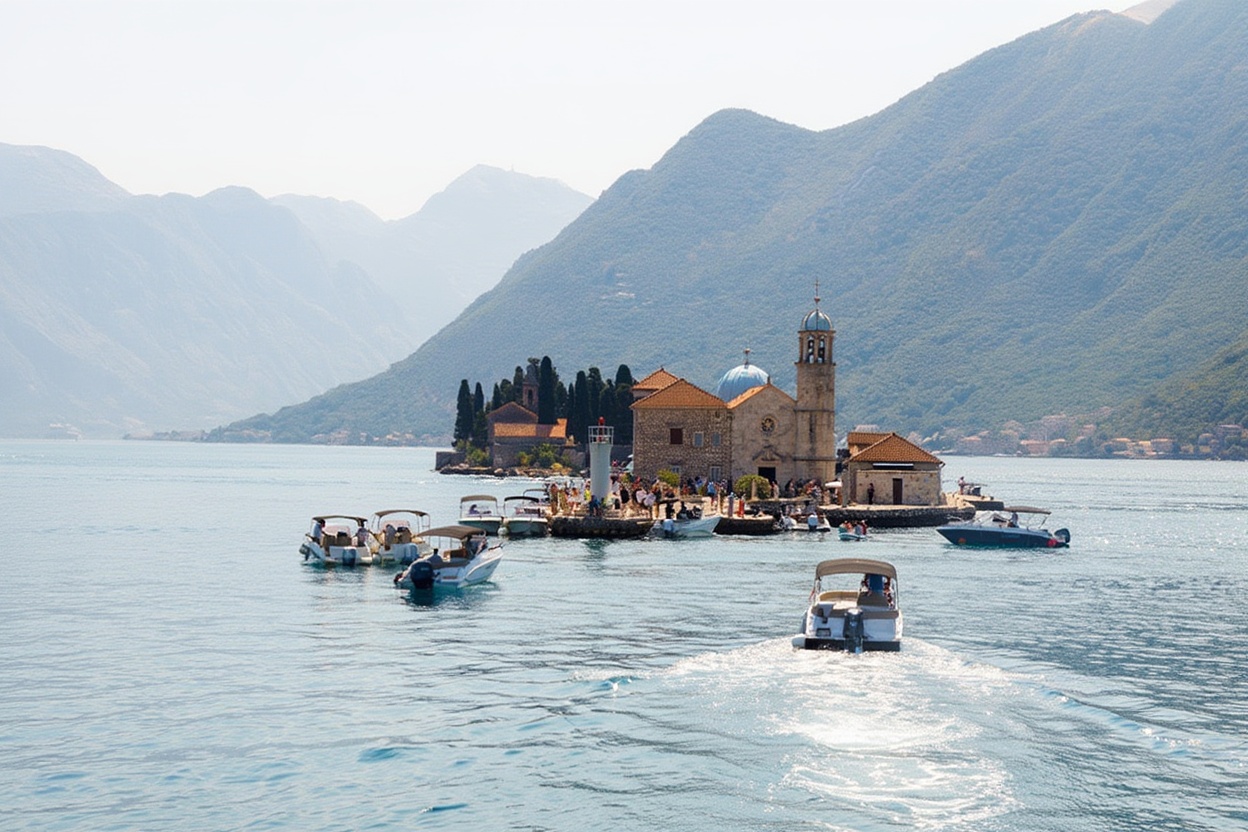 Our Lady of the Rocks from Perast — the artificial island church built on dropped stones